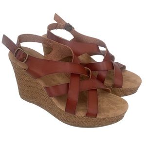 Altar’d State Aubrey Brown Leather Wedge Sandals